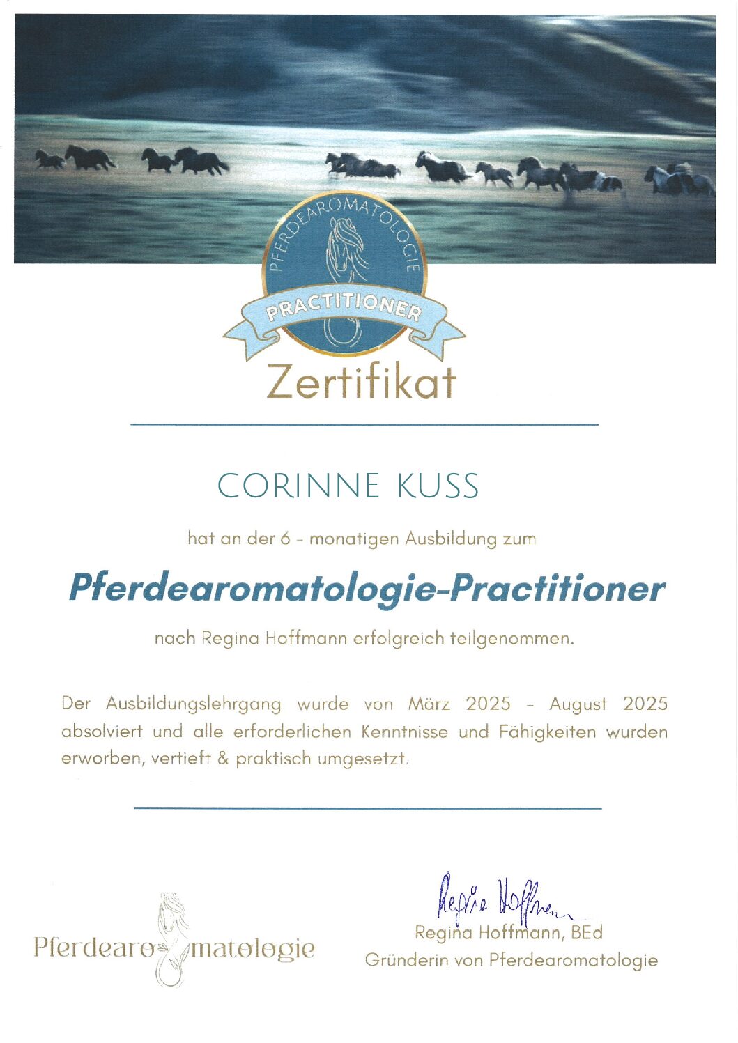 Zertifikat Pferdearomatologie